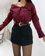 Siyah Visko Kemerli Şort Etek - Görsel 6