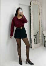 Siyah Visko Kemerli Şort Etek - Görsel 4