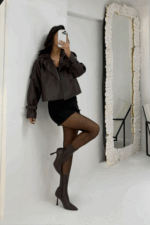 Acı Kahve Astarlı Deri Ceket - Görsel 2