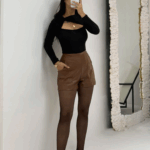 Taba Cepli Deri Şort