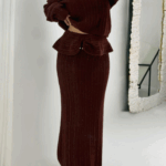 Bordo Etek Kazak İkili Takım