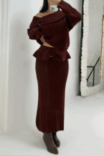 Bordo Etek Kazak İkili Takım