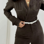 Kahverengi Kemerli Alt Üst İkili Takım