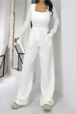 Beyaz Palazzo Pantolon