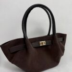 Acı Kahve Deri Detay Süet Çanta