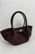 Acı Kahve Deri Detay Süet Çanta