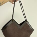 Acı Kahve Deri Detay Süet Çanta