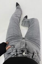 Antrasit Gri Eskitmeli Kesik Paça Jean - Görsel 2