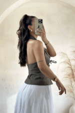 Haki Bağlama Detaylı Yelek