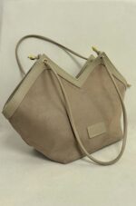 Bej Deri Detay Süet Çanta