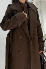 Kahverengi Astarlı Kaşe Kaban - Görsel 2