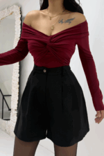 Bordo Madonna Bluz - Görsel 5