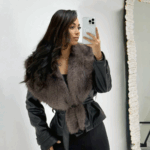 Siyah Kürklü Deri Ceket