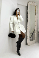 Beyaz Blazer Ceket Etek Takım - Görsel 6