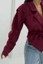 Bordo Süet Premium Astarlı Ceket - Görsel 2