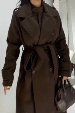 Kahverengi Astarlı Kaşe Kaban - Görsel 7