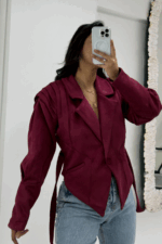 Bordo Süet Premium Astarlı Ceket - Görsel 7