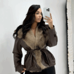 Kahverengi Kürklü Deri Ceket