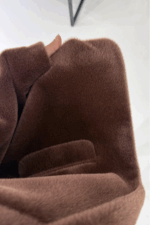 Kahverengi Kırçıllı Kemerli Astarlı Ceket - Görsel 8