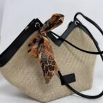 Siyah-Hasır Fularlı Çanta