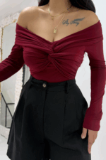 Bordo Madonna Bluz - Görsel 2