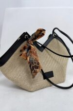 Siyah-Hasır Fularlı Çanta