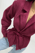 Bordo Süet Premium Astarlı Ceket - Görsel 3