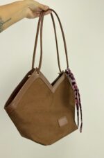 Taba Deri Detay Süet Çanta