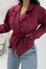 Bordo Süet Premium Astarlı Ceket