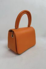 Turuncu Zincirli Deri El Çantası