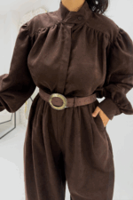 Acı Kahve Süet Gömlek Pantolon İkili Takım - Görsel 6