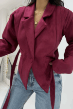 Bordo Süet Premium Astarlı Ceket - Görsel 5