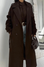 Kahverengi Astarlı Kaşe Kaban - Görsel 4