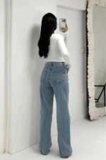 Yüksek Bel Kesik Paça Jean - Görsel 3