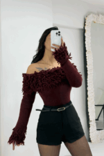 Bordo Püsküllü Madonna Kazak