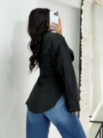 Siyah Belden Oturtmalı Gömlek - Görsel 2