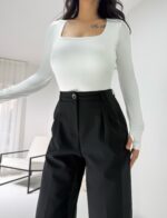 Siyah Kumaş Palazzo Pantolon - Görsel 5