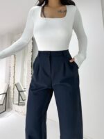 Lacivert Palazzo Pantolon - Görsel 3