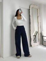 Lacivert Palazzo Pantolon - Görsel 4