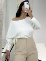 Beyaz Kayık Bluz - Görsel 3