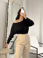 Siyah Kayık Bluz - Görsel 3