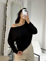 Siyah Kayık Bluz - Görsel 2