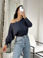 Gri Kayık Bluz - Görsel 3