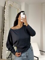 Gri Kayık Bluz - Görsel 2