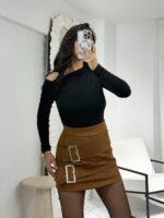 Taba Süet Kemerli Etek - Görsel 2