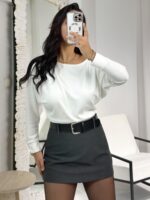 Gri Kemerli Şort Etek - Görsel 8