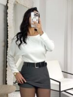 Gri Kemerli Şort Etek - Görsel 4