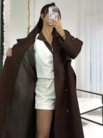 Acı Kahve Süet Astarlı Kaban - Görsel 7