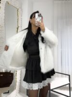 Ekru Astarlı Yakalı Kürk - Görsel 7