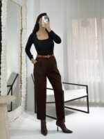 Acı Kahve Kemerli Havuç Pantolon - Görsel 2